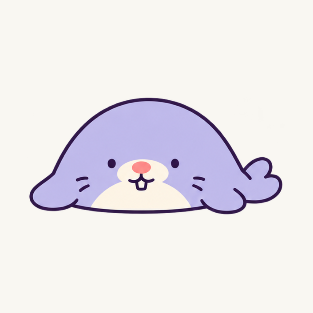Cosmic, a smiling lavender seal